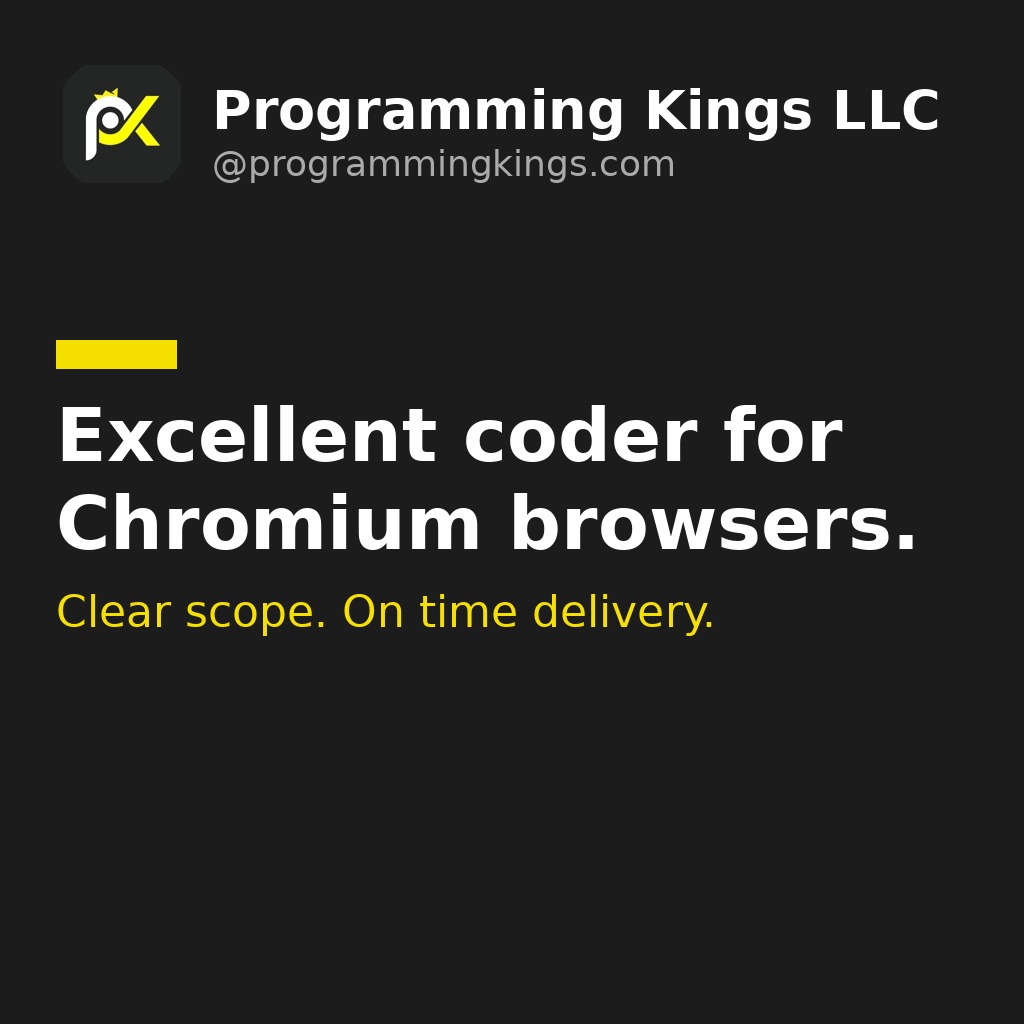 Excellent coder for Chromium browsers. Good and timely.